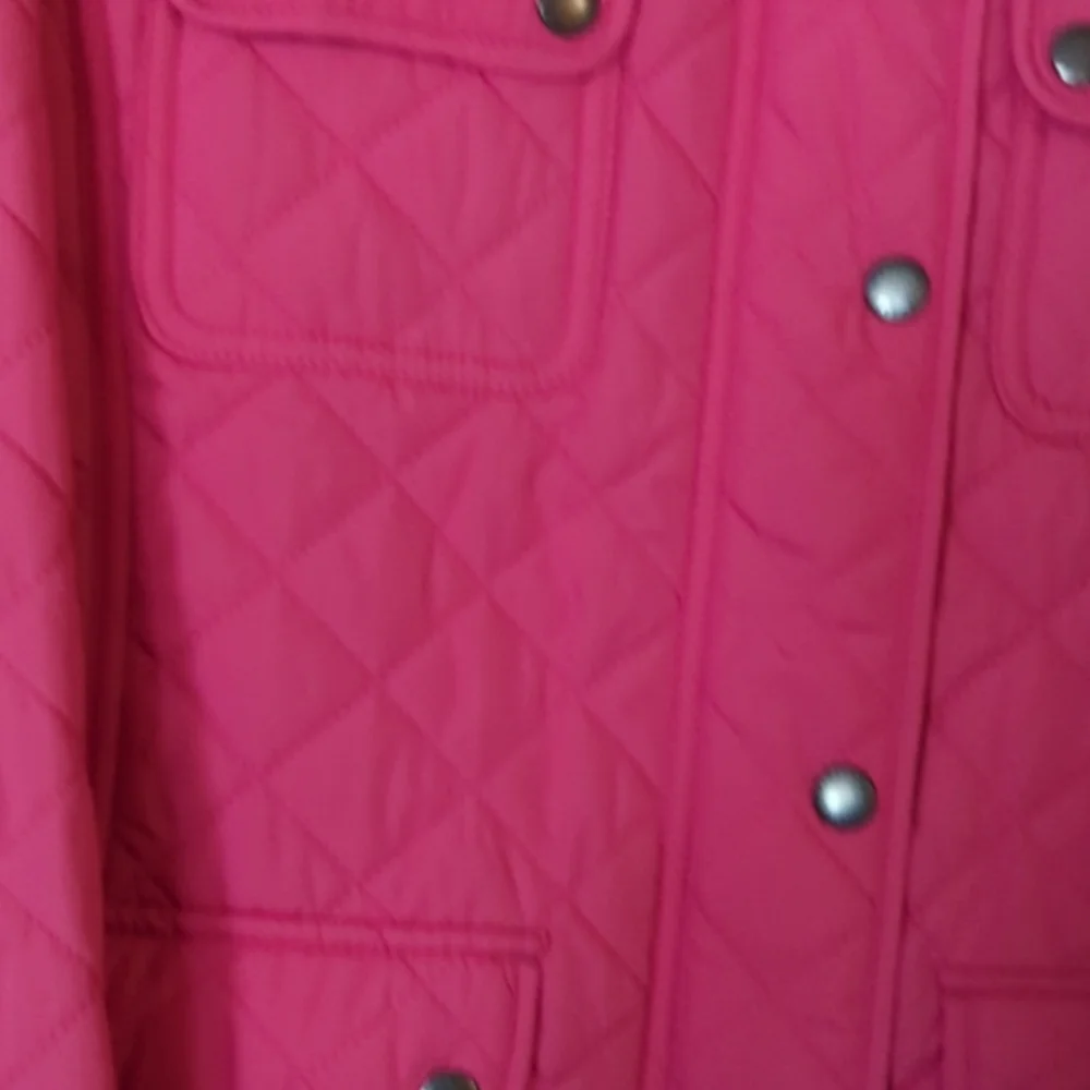 Talbots Vibrant Pink Snap Front  Quilted Jacket